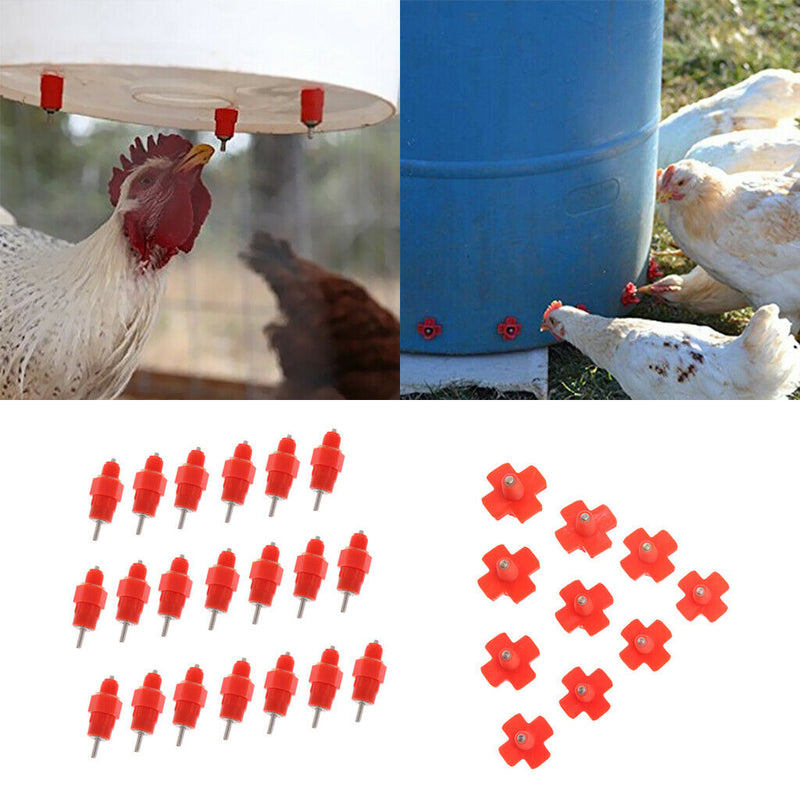 30 Pieces Automatic Poultry Nipples - 360 Degree Drinker Waterer for Chicken