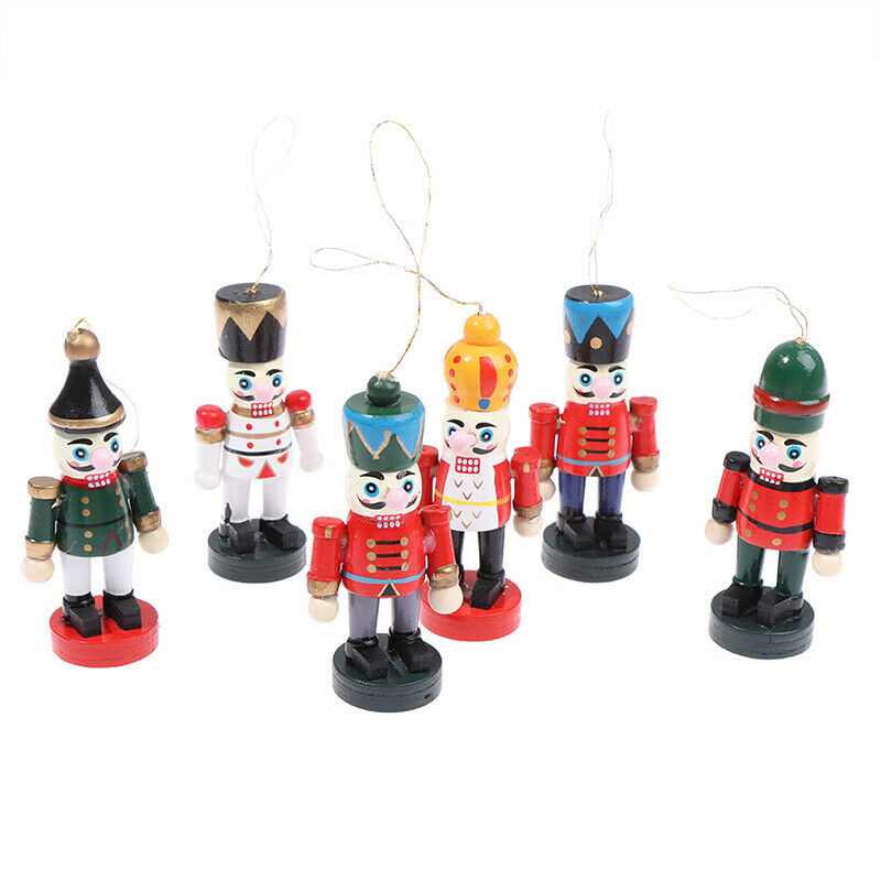 1Pcs 6cm Mini Wooden Nutcracker Soldier Christmas Tree Pendants Home Decor G Hn