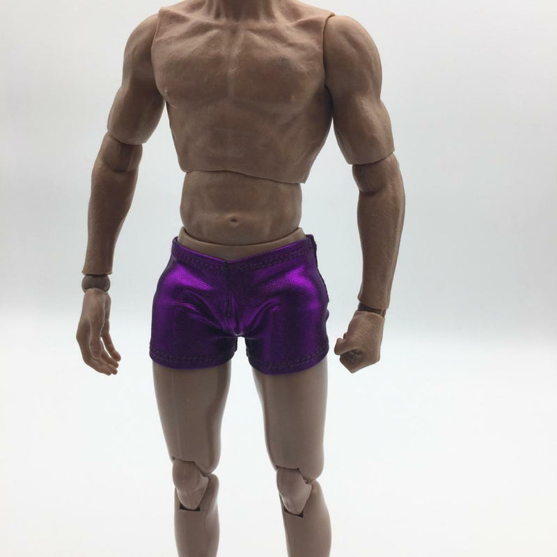 1/6 Scale Male Artificial Leather Shorts Purple & Golden for 12'' Hot Toys