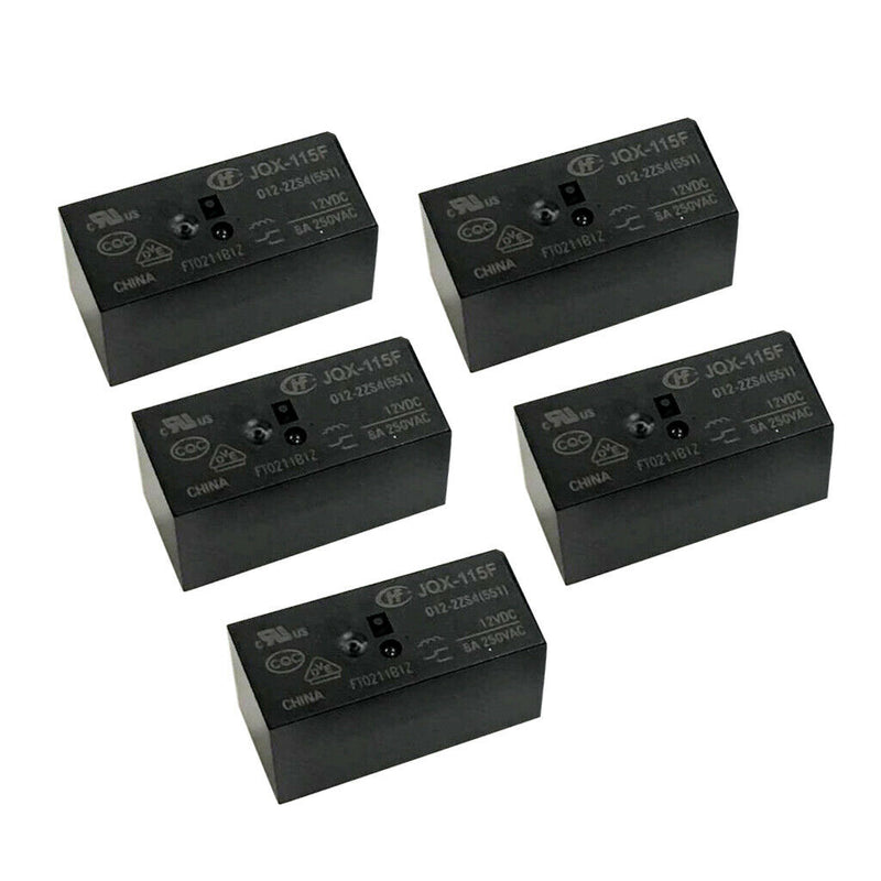 5 Pcs HF115F 12V-2C Mini Power Relay Relais PCB Type Modul Leistungsrelais