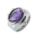 Stretch Band Flower Inlay Hunter Case Finger Ring Quartz Watch For Lady K5M5