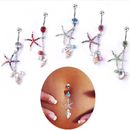 Starfish Conch Dangle Button Belly Body Piercing Navel Ring Bar Barbell Jewelry-