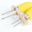 4 Pieces Outdoor Barbecue Skewer Corn Cob Needle Fruit Fork Holder Yellow