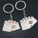 Fashion Poker Hand Playing Cards Royal Flush Keyring Metal Collectables Key G3Y0