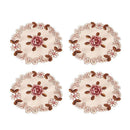 4Pcs/set Floral Placemat Beige Embroidered Lace Doilie Table Mat Newest Useful