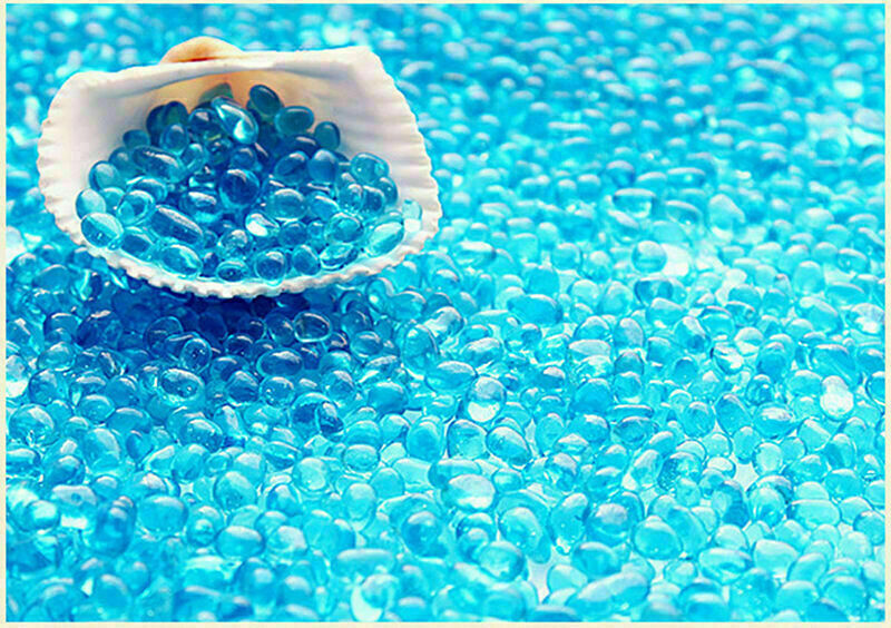 Bag of Aquarium Glass Mini Stones Fish Tank Gravel Sand Decoration Rock_Blu E8Q5
