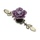 119mm Ceramic Rose Decorative Drawer Cabinet Closet Pull Handle Knob-Purple