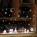 Christmas Shop Window Decoration PVC Wall Stickers Christmas Snowflakes Town