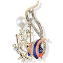 Multi Enamel Fish Brooches Crystal Rhinestone Animal Brooch Suit Corsage Pin  Z