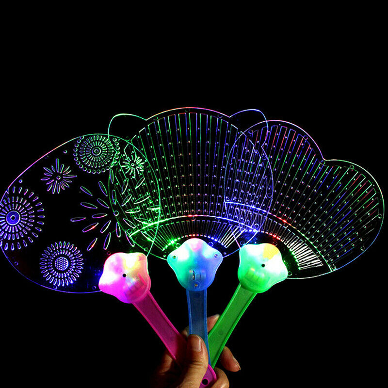 1Pc Luminous kids LED fan lighting up toys children flashing party props gif_ly