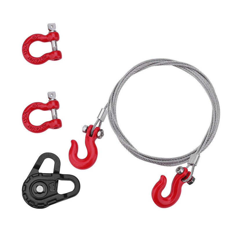 3 in 1 RC Truck Rescue Equipment Winch Snatch Block D-Ring Trailer Shackles Hook