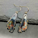 Women's Natural Volcanic Rock Amber Hanging Earrings Ring Fashion Jewelry G L0U2