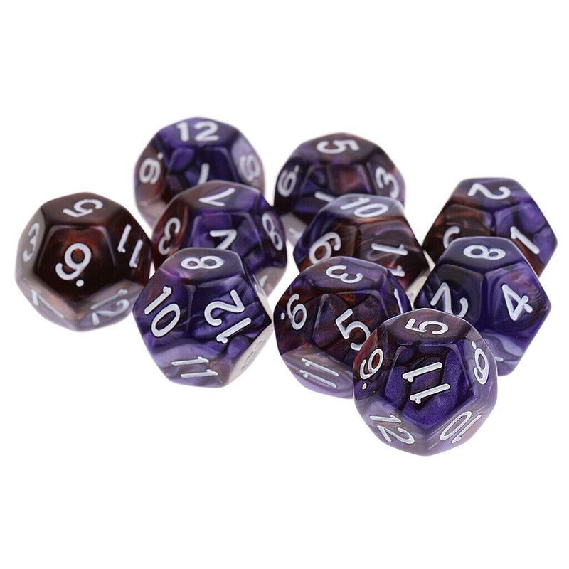 10pcs 12 Sided Dice D12 Polyhedral Dice for    DND MTG RPG High quality Purple