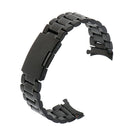 Stainless Steel Bracelet Watch Band Strap Curved End Solid Links Black 20mm