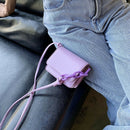 Leather Women Messenger Bag Mini Square Shoulder Satchel Handbags (Purple) A