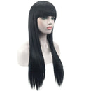 Womens Long Ladies Black Long Straight Natural Wig Hair Full Wigs For Party KBA