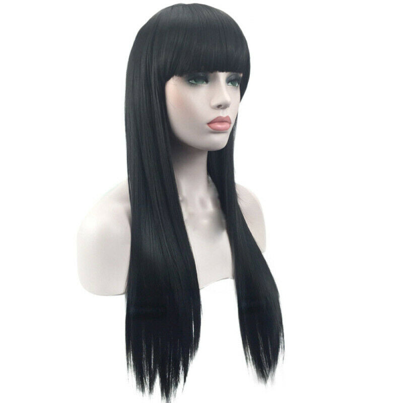 Womens Long Ladies Black Long Straight Natural Wig Hair Full Wigs For Party KBA