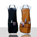 Black Professional Barber Apron with Pockets Leather Waterproof PU Hairdres