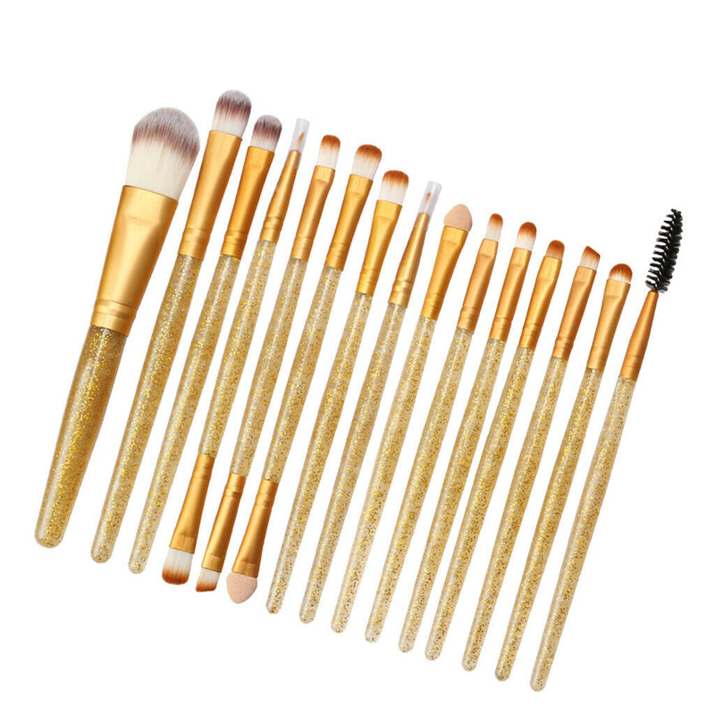 15Pcs Professional Makeup Brushes Set Make up Cosmetic Brush Tools kit Golden