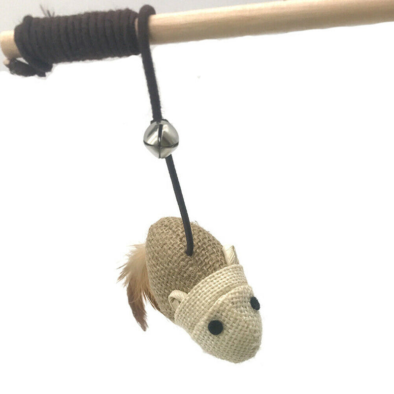 Pet Cat Teaser Interactive Toys for Kitten Sisal Feather Wood Catcher Wand A