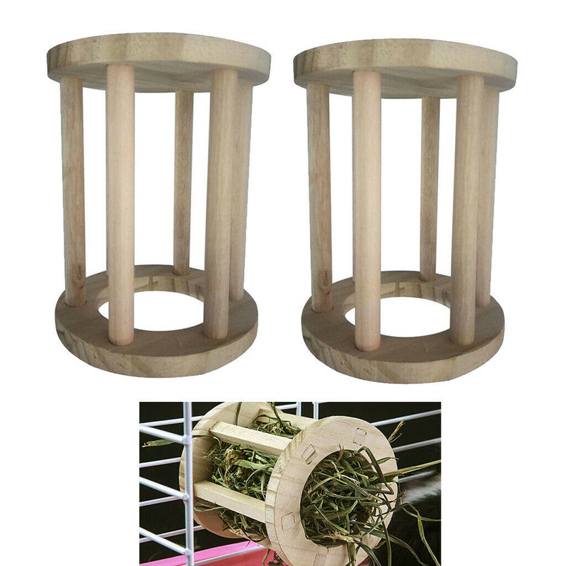 2pcs Durable Hay Feeder Natural Wood Hay Grass Rack for Rabbit Guinea Pig