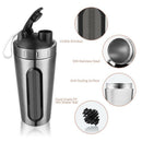 Protein Shaker Bottle, Stainless Steel Sports Water Bottle Shaker Cup, Leak