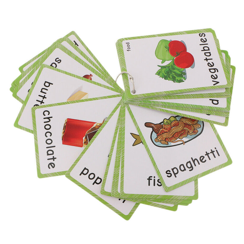 35Pcs Kids Durable Sight/Picture Word Flash Cards About Food for Ages