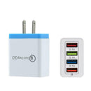 4 USB Travel Charger 3A Fast Charging Charger US Plug Adapter (Sky Blue) A