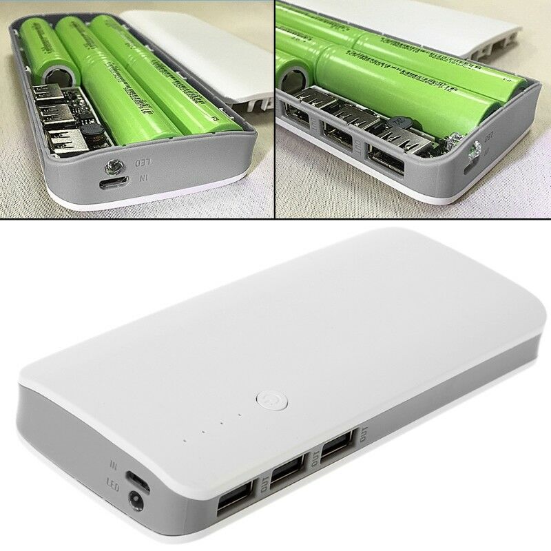 5V 2.1A 3 USB Power Bank Charger Step Up Boost Module + 18650 Li-ion Shell Kits