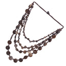 Handmade Multilayer Wood Coin Beads Strand Statement Long Necklace for Women