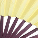 Men Women Wood Handle Fabric Folding Hand Fan 13-inch Length Yellow