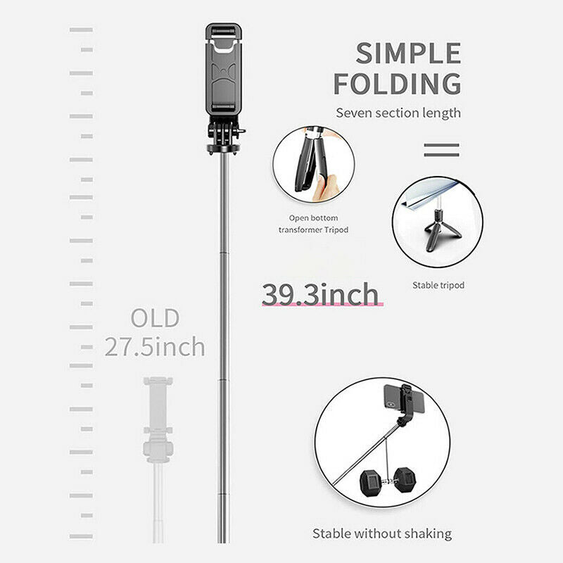 3 in 1 Wireless Selfie Stick Mobile Phone Extendable Telescopic Tripod Monopod