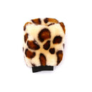 3Pcs /Set Beige Leopard Fluff Plush Steering Wheel Cover Winter Car Accessor-3C