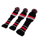 3Pcs Golf Club Pom Pom Head Cover Knit Cover For Driver Fairway Wood Covers Red