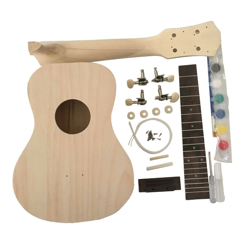 1 Set 23inch Ukulele Assembly Kits Unfinished Solid Wood 4 Strings Guitar