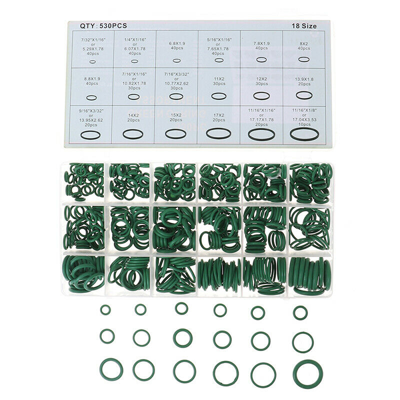 530Pcs Seal O-ring R134a Repair Car Air Conditioning Rubber Sealant Box SetB Kw
