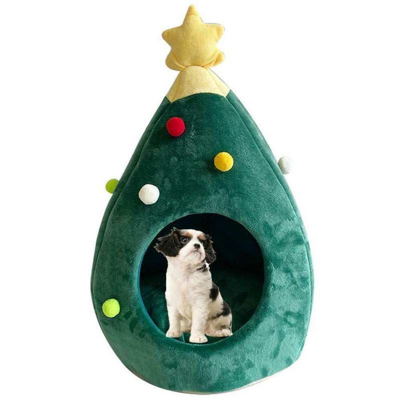 Xmas Tree Shape Pet Nest Winter Warm Kitten Cat House Sleep Bed Pet Product