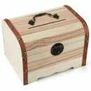 1PC Wooden Piggy Bank Safe Money Box Savings With Lock Wood Carving Handmad A9B6
