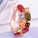 Colorful Cubic Zircon Teardrop Rose Stud Earrings Female Wedding Jewelry  OZ