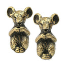 2pcs Brass GoldenFeng Shui Statue Chinese Zodiac Animal Mouse/Rat Birthday Gift