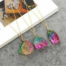 Rainbow Stone Natural Crystal Chakra Rock Chain Quartz Pendant Necklace Jewellry
