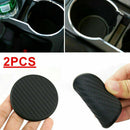 2* Black Universal Car Vehicle Water Cup Slot Non-Slip Carbon Fiber Look Mat