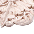 Rubber Wood Carved Round Applique Furniture Natural Unpainted For Home Deco S2V8