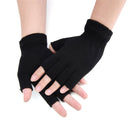 Men Black Knitted Stretch Elastic Warm Half Finger Fingerless Gloves Winter Z