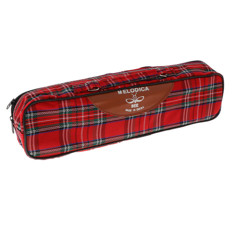 27 Key Melodica Instrument with Mouthpiece Air Piano Keyboard, Red Carrying Bag