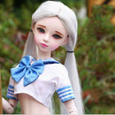 Handmade Cute College Style Shool Uniform Blue Pleated Skirt Tops Stocking For