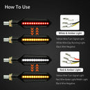 4x Sequential Flowing LED Motorcycle Turn Signal Indicator Lights DRL Brake  Hn