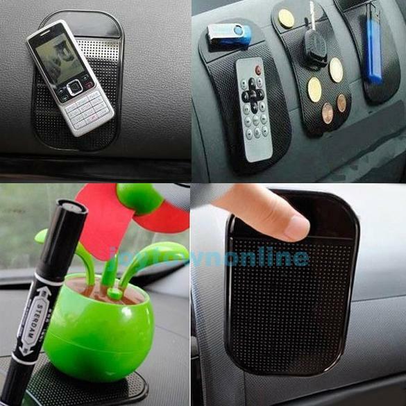 4Pcs Black Car Dashboard Magic Sticky Pad Anti-Slip Mat Grip Phone Key Holder