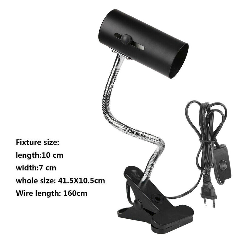 E27 Heating Reptile Lamp Holder Clip-on Bulb with Cover Pet Light (Black)
