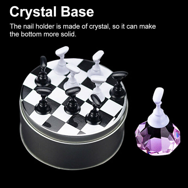 1set of DIY nail art skills holder training display stand with checkerboard
